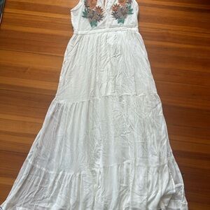 Lulu's White Floral Embroidered Maxi Dress